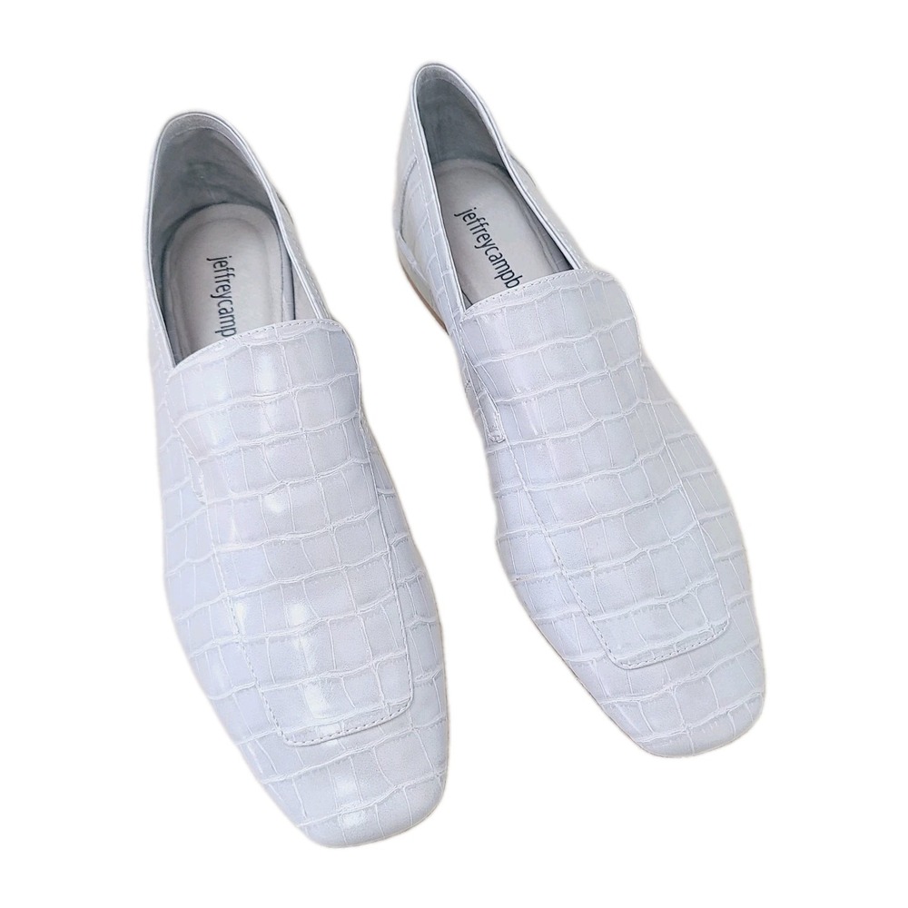 Jeffrey Campbell Gray Croc Embossed Leather Loafers‎ Slip-On Square Toe 8